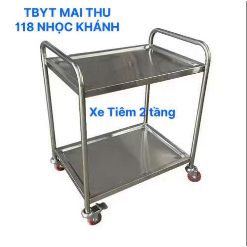 Xe đẩy tiêm inox 2 tầng